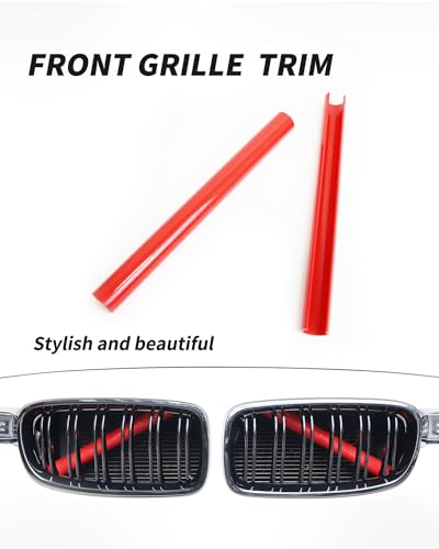 Image of F30 Front Grille Trim, M-Sport V Brace Grille Inserts Stripes Trim Compatible with BMW 3 Series 4 Series F30 F32 320 328i 330 335 428 435 Front Grille Inserts 2pcs （red）