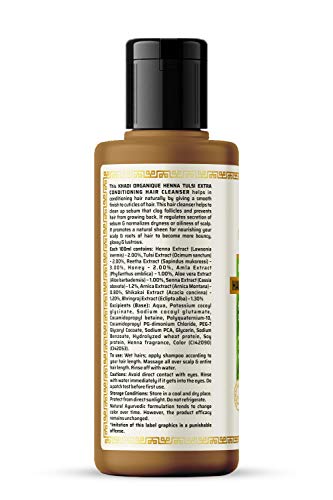 Image of Khadi Organique Henna Tulsi Extra Conditioning Hair Cleanser SLS & Paraben Free, 210 ml