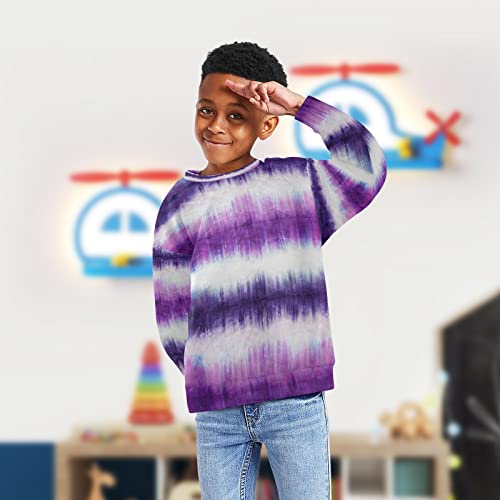 Purple Striped Tie Dye Boy Girl Sweatshirt Toddler Crewneck Pullover Sweater Long Sleeve Fall Winter Clothes4