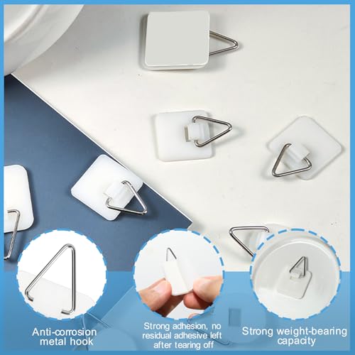Image of 36 Pcs Invisible Plate Hangers for The Wall, 3 Size Plate Hanger Adhesive, 2 Square Sizes (0.96 & 1.25 Inch) & 1 Round (0.84 Inch) for Hanging Pictures for Display, Art, Pictures, Decorative (White)