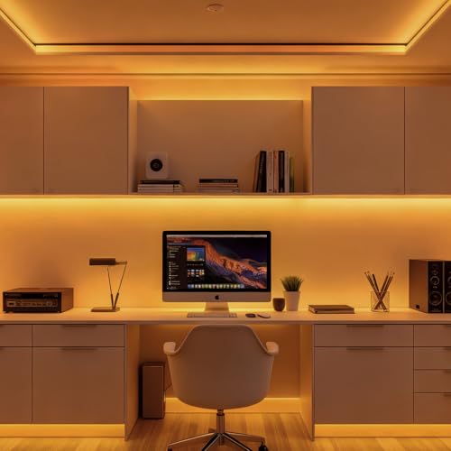 Image of 5mm Orange COB LED Strip Light DC24V Narrow Thin Flexible High Density Uniform Cob Strips 16.4FT UL Listed Dimmable CRI 90+ LED Tape Lights for Car Cabinets, No Controller /Adapter