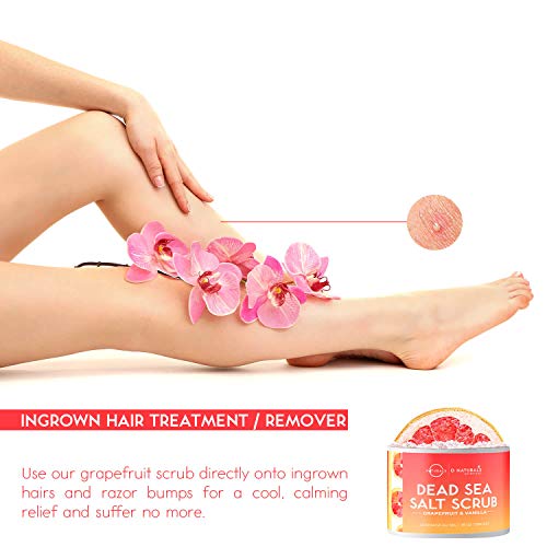 O Naturals Exfoliating Dead Sea Salt Grapefruit Essential Oil Face Body & Foot Scrub. W/ Vanilla &. Hydrating Exfoliate Dead Skin, Best Anti Cellulite Acne Ingrown Hairs Corns, Men & Women Scrub 18Oz #TOP4