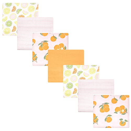 Image of Hudson Baby Unisex Baby Cotton Flannel Receiving Blankets Bundle, Citrus Orange, One Size