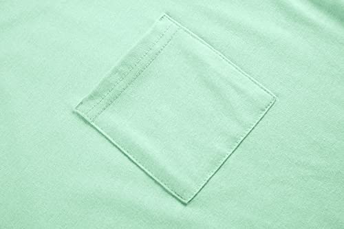 Imily Bela Girls Cap Sleeve Summer Tops Casual Crewneck Loose Tshirts With Pocket Light Green #TOP3