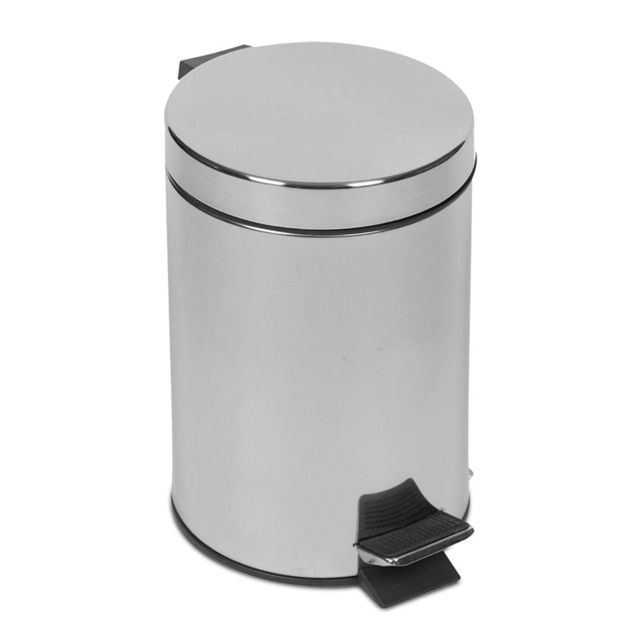 GREATOYAR Cubo de Basura con Pedal de Metal y Acero Inoxidable - Reposapiés Antideslizante para Cocina, Baño, Oficina - 3 Litros, Plata