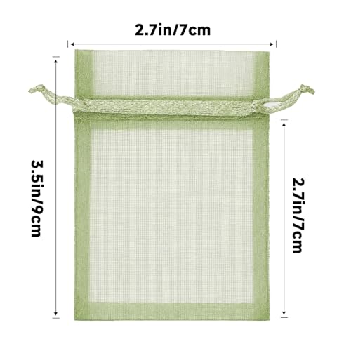 Image of joycraft 50pcs Light Sage Green Organza Bags - 2.7x3.5In Sheer Drawstring Gift Bags, Small Mesh Party Favor Bags for Jewelry, Makeup Pouches, Candy, DIY Craft