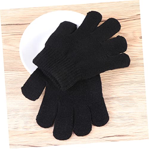 VANZACK 12Pair Stretch Knitted Gloves for Winter Warm Full Finger Mittens for Boys and Soft and Comfortable Hand Accessories Black3