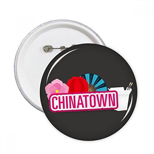 Badge bouton fleur lanterne rouge style China Town 5 pièces M pour vêtements