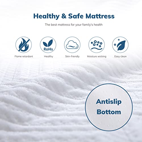 Egohome Queen Memory Foam Replacement Mattress Sleeper 4.5-Inch For Convertible Sleeper Sofa And Couch Beds, Cooling Gel Green Tea Mattress In A Box, 72”×58”×4.5”, Sofa Not Included #TOP3