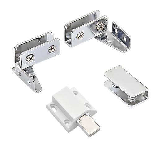 Ctyjia 1 juego Bisagra de puerta de cristal, Clips para Cristal de Acero Inoxidable, Bisagra Abrazadera para Vidrio de 5-8 mm de Espesor