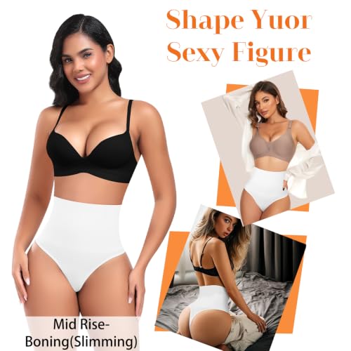 Image of Werena Tummy Control Thong Shapewear for Women High Waisted Body Shaper Panties Shaping Thong Girdle Underwear