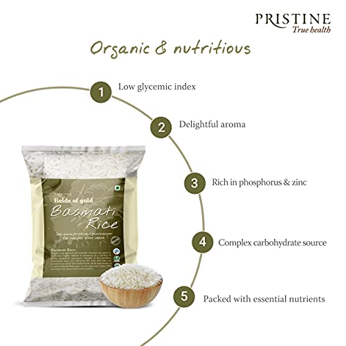 Image of PRISTINE Fields of Gold Organic Basmati Rice, 1 kg (Pack of 5)