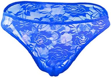 Extlps Transparent Lace Briefs Low Rise Briefs G-String Underwear for Sissy Men BE-XL Blue