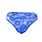 Extlps Transparent Lace Briefs Low Rise Briefs G-String Underwear for Sissy Men BE-XL Blue