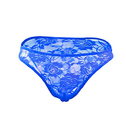 Extlps Transparent Lace Briefs Low Rise Briefs G-String Underwear For Sissy Men Be-Xl Blue #TOP3
