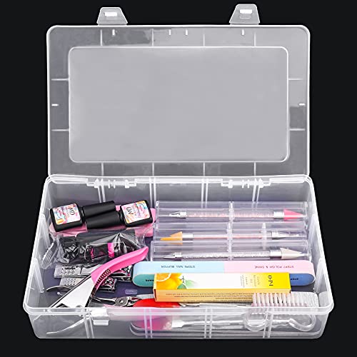 Clear Box for Nail Tools, Storage Case for Mainicure Tools Organizing Professional Pedicure Manicure Kit and Nail Supplies, Plastic Box Nail Art Kits Tools Organizer (Box ONLY)