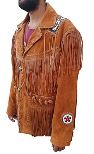 Classyak Men's Western Suede Leather Cowboy Jacket With Fringes2