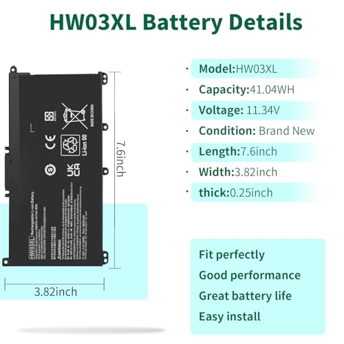 Image of DMKAOLLK 41.04Wh HW03XL Battery for HP L97300-005, Replacement for HP Pavilion 15-EG 15-EH 17-CN 17-CP 15-eg0xxx 15t-eg000 15-eg0053cl 15-eh0050wm 17-cn0xxx HWO3XL HW03041XL