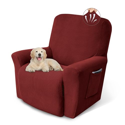 Pzzpzs Recliner Chair Cover Lazy Boy Recliner Covers Washable,Dark Red
