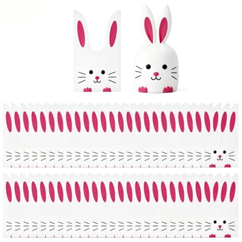 50 Pcs Sachet Bonbon Anniversaire Enfant, Sac Cadeau Forme Oreille Lapin Animaux, Pochette Surprise pour Biscuits Chocolat, Petit Emballage Fête Mariage,...