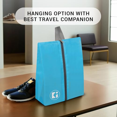 Image of Kuber Industries Pack of 9 Travel Organizer | Travel Carrying Bag | Toiletry Pouch with Zipper | Shoe Cover for Travel-Hiking-Adventure | Multipurpose Storage Organizer Bag | Sky Blue