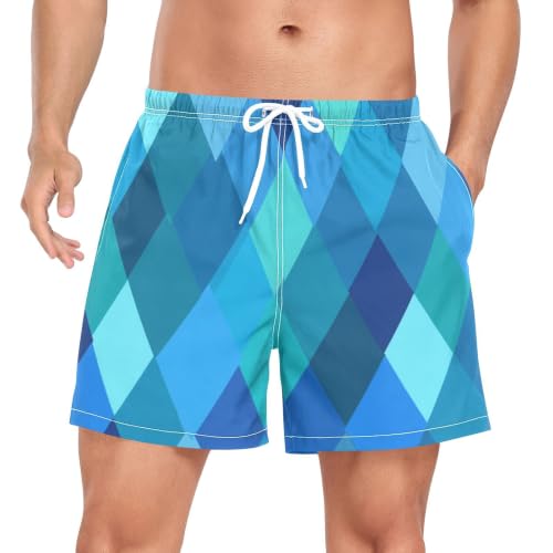 Traje de baño de secado rápido azul real y verde azulado para entrenamiento de hombre