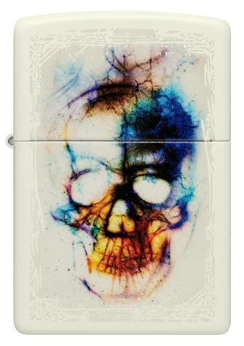 Image of Zippo Skull Print Design Glow in The Dark Matte, Windproof Pocket Lighter, Without Fuel and Gas