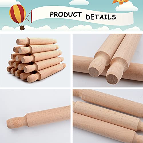 15 Pieces Mini Rolling Pins for Crafts, 5.5 Inches Long Wooden Rolling Pin Dough Roller, French Rolling Pins Fondant Roller Kids Rolling Pin with Thickness Rings for Baking, Fondant and Play - Thumbnail 3