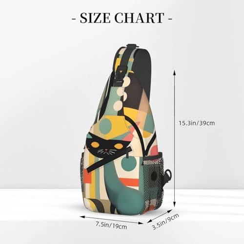Morrales de senderismo tipo bolso cruzado con estampado de gato miniatura 3