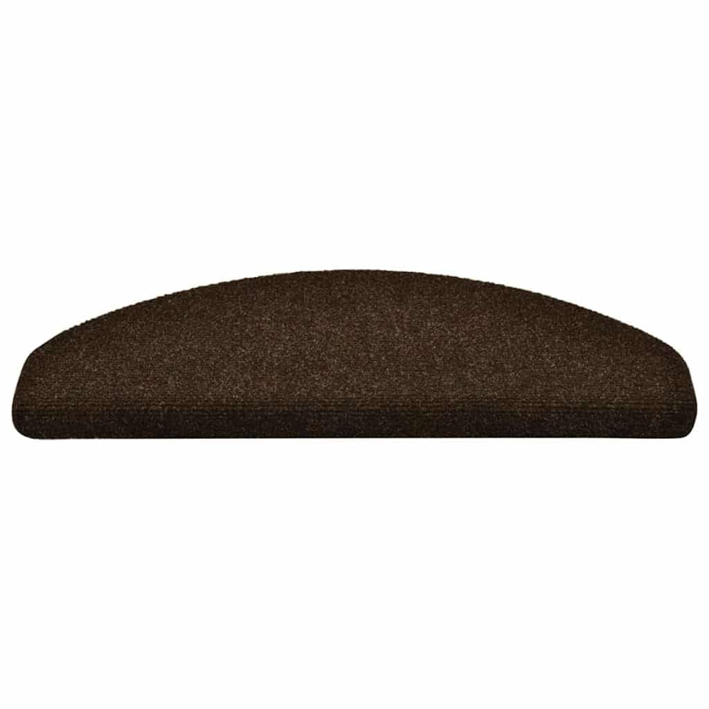 Stufenmatten Selbstklebend 30er Set - Treppenteppich 65x21x4 cm Braun Halbrund, Treppenstufen-Matten aus Nadelvlies für rutschfesten Treppenschutz im Innenbereich