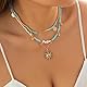 Mehrschichtige Sonnenblumen Asymmetrie Perlen Choker Halskette, Perlen Chian For Frauen