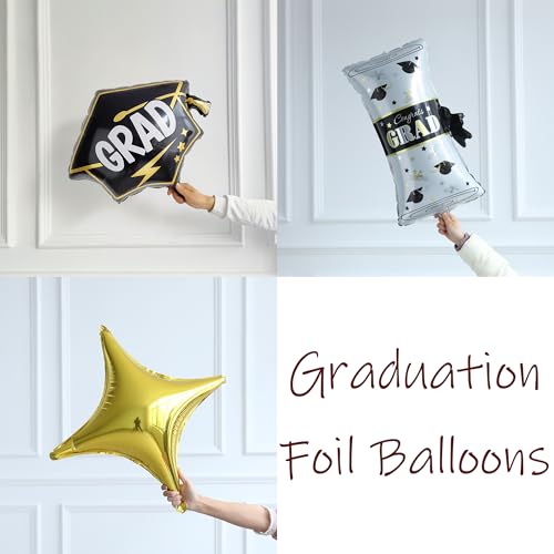 Image of Graduation Balloon Garland Arch Kit 2026, 150Pcs Burgundy Black Gold White Balloons for Class of 2026 Celebration Graduation Party Decorations, Congrats Grad Backdrop Decor