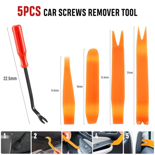 105pcs Car Body Trim Clips, 6 Sizes 100pcs Plastic Rivets/Car Retainer Clips & 5pcs Car Screws Remover Tool for Most Models