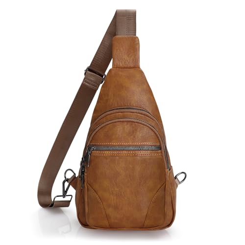 Image of JASGOOD Anti Theft Small Sling Bag for Women Leather Fanny Packs Crossbody Bags Trendy Anti-Theft Sling Purse for Travel
