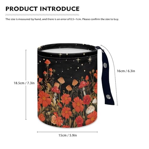 Image of Pensura Car Trash Can Interior Bottom Trash Container Orange Mushroom Print Auto Organizer Mini Can for Cars Women's Car Accessories Universal Fit for Automotive SUV Trucks