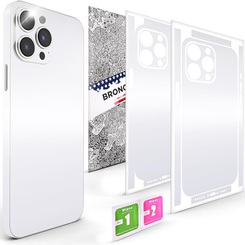 BRONOSKINZ 2Pcs Skin Wrap Compatible for iPhone 15 Pro Max Slim Decal Vinyl Protective Film for Sides & Back Sleek Fit Premium Look Compatible with All iPhone 15 Pro Max Cases - White