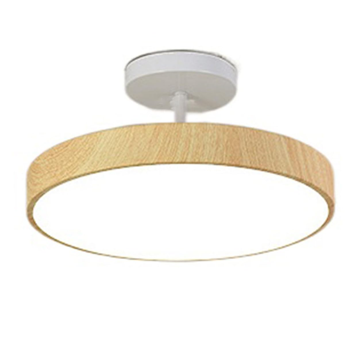 JXYDJH Semi Flush Mount Ceiling Lights, Mid-Century Modern Lamp Shade 19.7" Circle Wood Grain Ceiling Light Fixtures 36W Entryway Ceiling Mount Fixture (3CCT Dimming) for Bedroom, Living, Kitchen