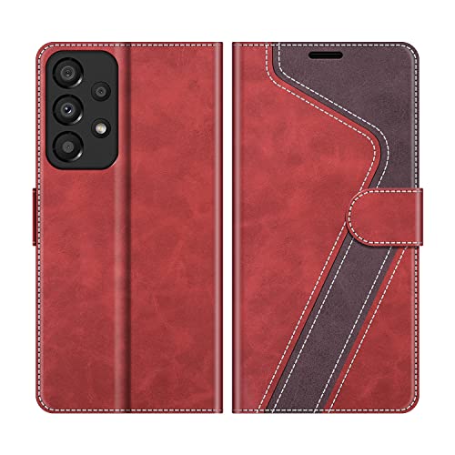 MOBESV Coque pour Samsung Galaxy A33 5G, Housse en Cuir Samsung Galaxy A33 5G, Étui Téléphone Samsung Galaxy A33 5G Magnétique Etui Housse pour Samsung Galaxy A33 5G, Élégant Rouge Cover