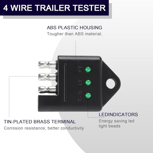 Image of 4 Pin Trailer Tester 4 Way Flat Trailer Light Tester Connector Trailer Wiring Tester Straight Trailer Light Wire Circuit Tester