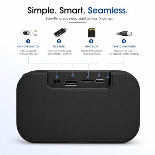 Image of ModishOmbre Roar 14W High-Output Bluetooth Speaker Wireless | FM Radio | DSP Tuned Audio | Dual 7W Dynamic Drivers | 10H Playtime | TWS Stereo Pairing | TF /USB /FM Support | Built-in Mic