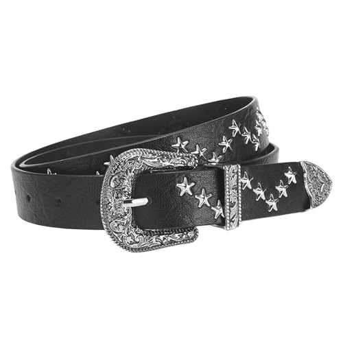Western Styles Wide Belt with Metal Buckle Star Pattern Waistband Women Belt for Women Belt Decoration Dress