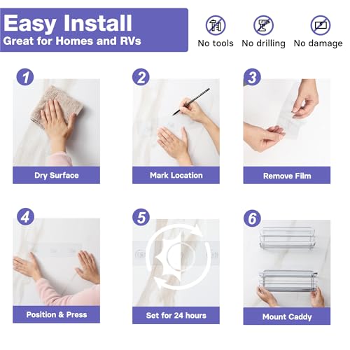 KINCMAX Iron Shower Caddies - Self Adhesive Bathroom Shelves for Showers - Wall Organiser Shampoo Holder Shelf - Peel and Stick On Caddy Bath Tub Rack - Pack of 2 Holders - Silver - Cosy Home Interiors KINCMAX Iron Shower Caddies - Self Adhesive Bathroom Shelves for Showers - Wall Organiser Shampoo Holder Shelf - Peel and Stick On Caddy Bath Tub Rack - Pack of 2 Holders - Silver - Image 6