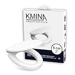 KMINA Rehausseur WC Adulte (Hauteur 5 cm) Abattant à Fermeture Amortie, Matière Duroplast, Compatible avec Toilettes Standards, Blanc