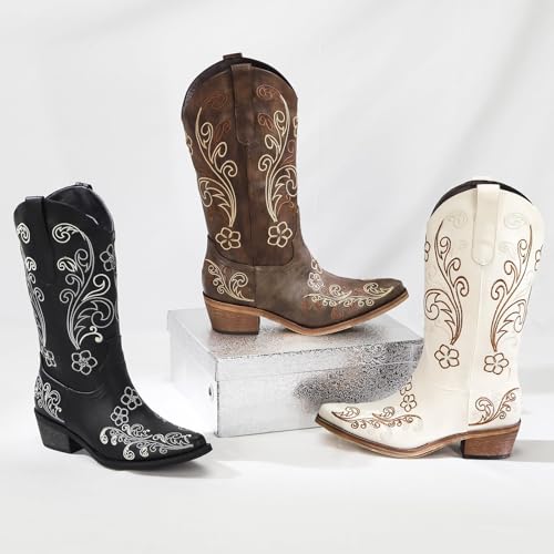 Image of Cowboy Boots for Women, Pointed Toe Chunky Heel | All-day walking comfort design, versatile for daily outfits, country music festivals and western style occasions