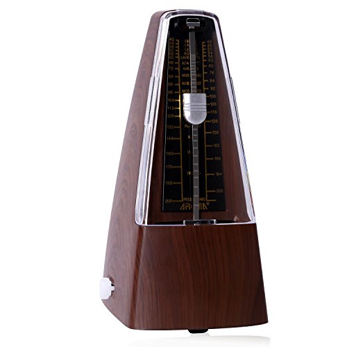 Metrónomo CAHAYA, Metrónomo Mecánico Piramidal con Campana (Color Madera)