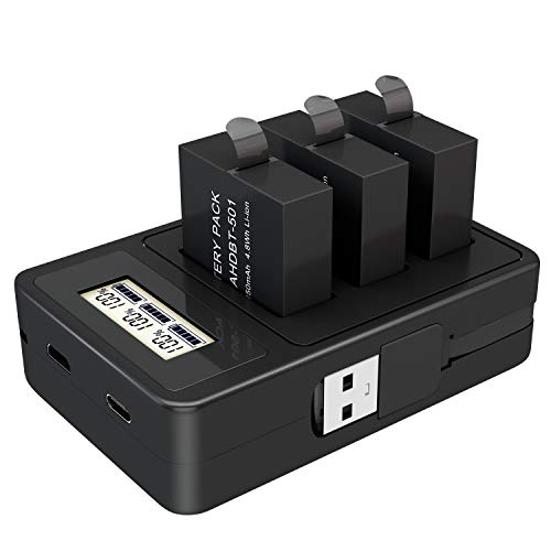 TOMSHEIR Batteries (3-Pack) 1800mAh and USB LED Charger