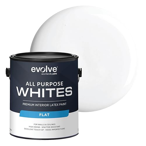 EVOLVE All Purpose Whites Paint & Primer, Flat (Bright White), 1 Gallon – Interior Latex, Excellent Touch-Up, High Hiding, Durable Paint for Walls & Ceilings