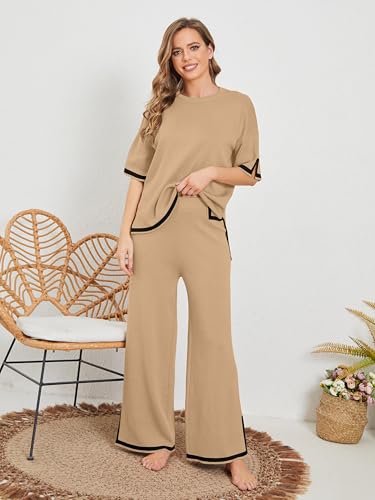 Image of TIGMA Women Casual Summer co ords Set Track Suit Oversized Top Baggy Pant,Top and Pajama Set