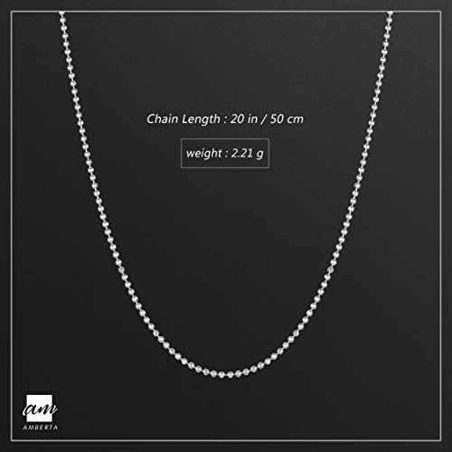 Amberta 925 Sterling Silver 1.2 mm Ball Bead Chain Necklace 14" 16" 18" 20" 22" 24" 28" 32" 36" in