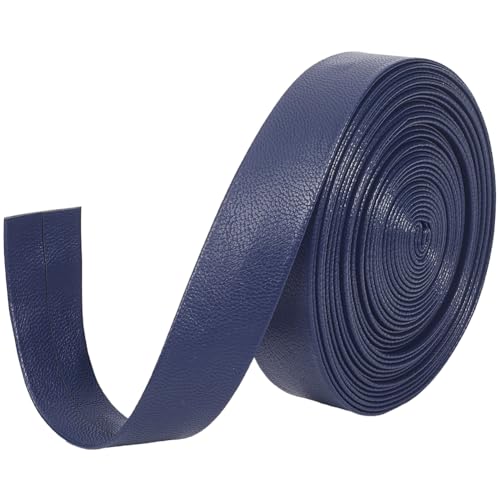 GORGECRAFT Tiras de Cuero Plegables 5mx20mmx1mm Cinta de Cuero Sintético Cordón de Cuero Plano Correa de Cuero Sintético para Costura Dobladillos Manualidades Fabricación de Joyas Adornos Azul Marino